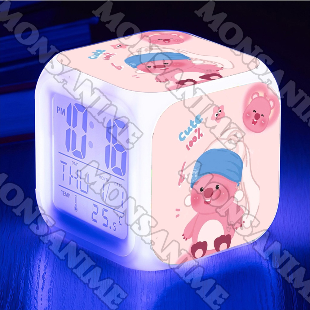 Đồng hồ báo thức để bàn in hình LOPPY ver TÓC VÀNG anime chibi đèn LED đổi màu
