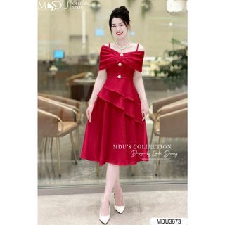 Váy Tiểu Thư MDU3673 Kiểu Trễ Vai Đính Charm Sang Chảnh Điệu Đà Từ MDU
