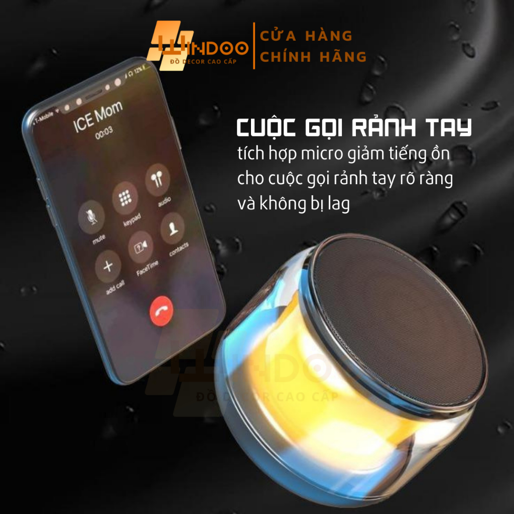 Loa bluetooth mini led RGB, loa di động nhỏ gọn bass mạnh có thẻ nhớ jack âm thanh AUX Windoo WD91