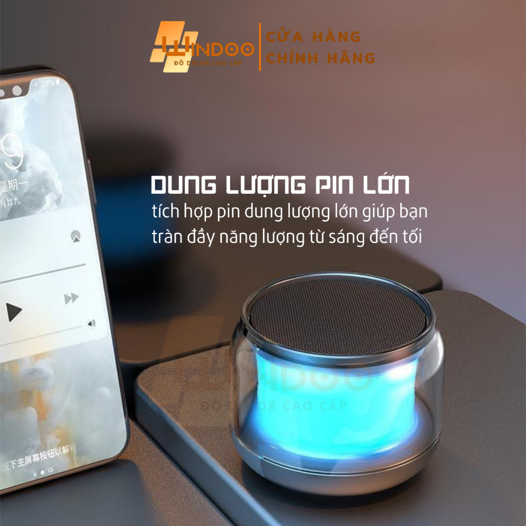 Loa bluetooth mini led RGB, loa di động nhỏ gọn bass mạnh có thẻ nhớ jack âm thanh AUX Windoo WD91
