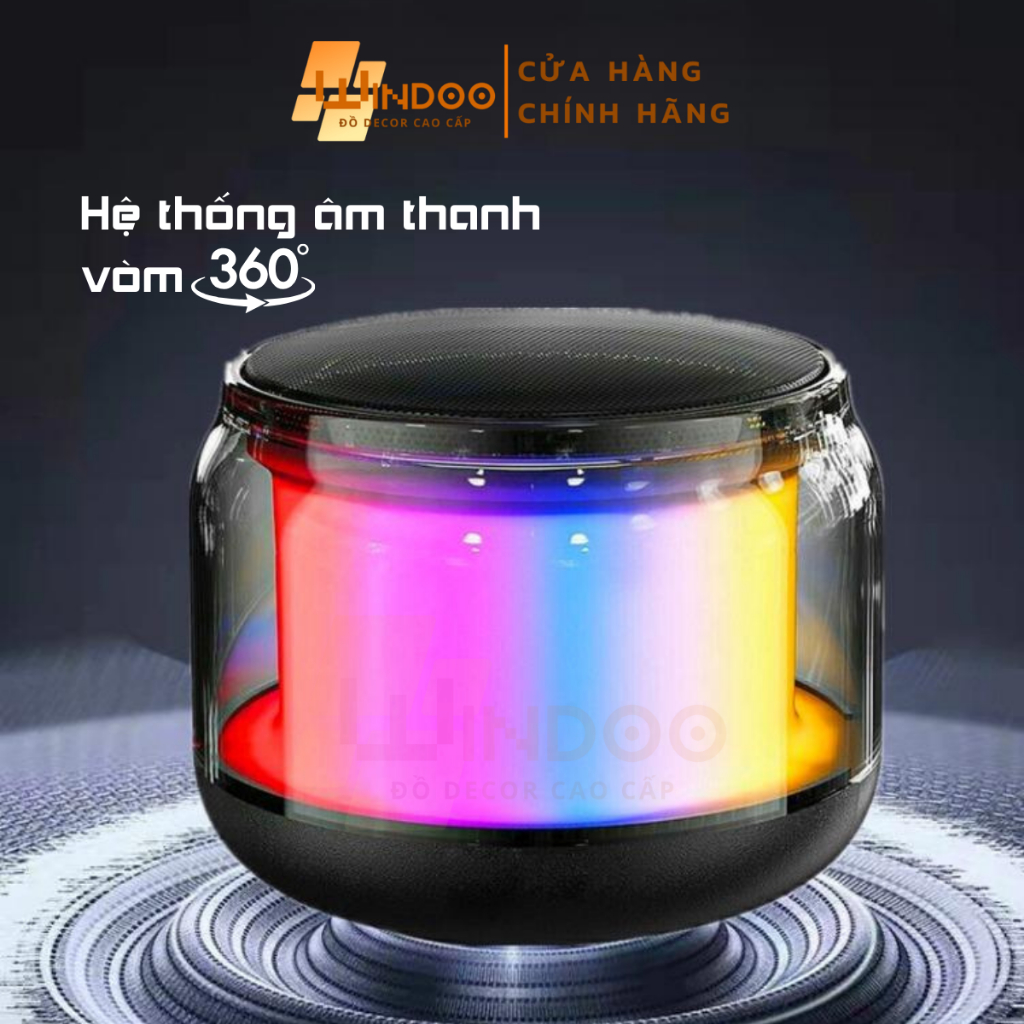 Loa bluetooth mini led RGB, loa di động nhỏ gọn bass mạnh có thẻ nhớ jack âm thanh AUX Windoo WD91