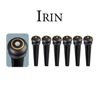 Bộ 6 chốt đàn Guitar Acoustic, Bridge Pins Guitar - Irin IBP8 - Gỗ mun cứng, họa tiết đầu chốt viền vàng