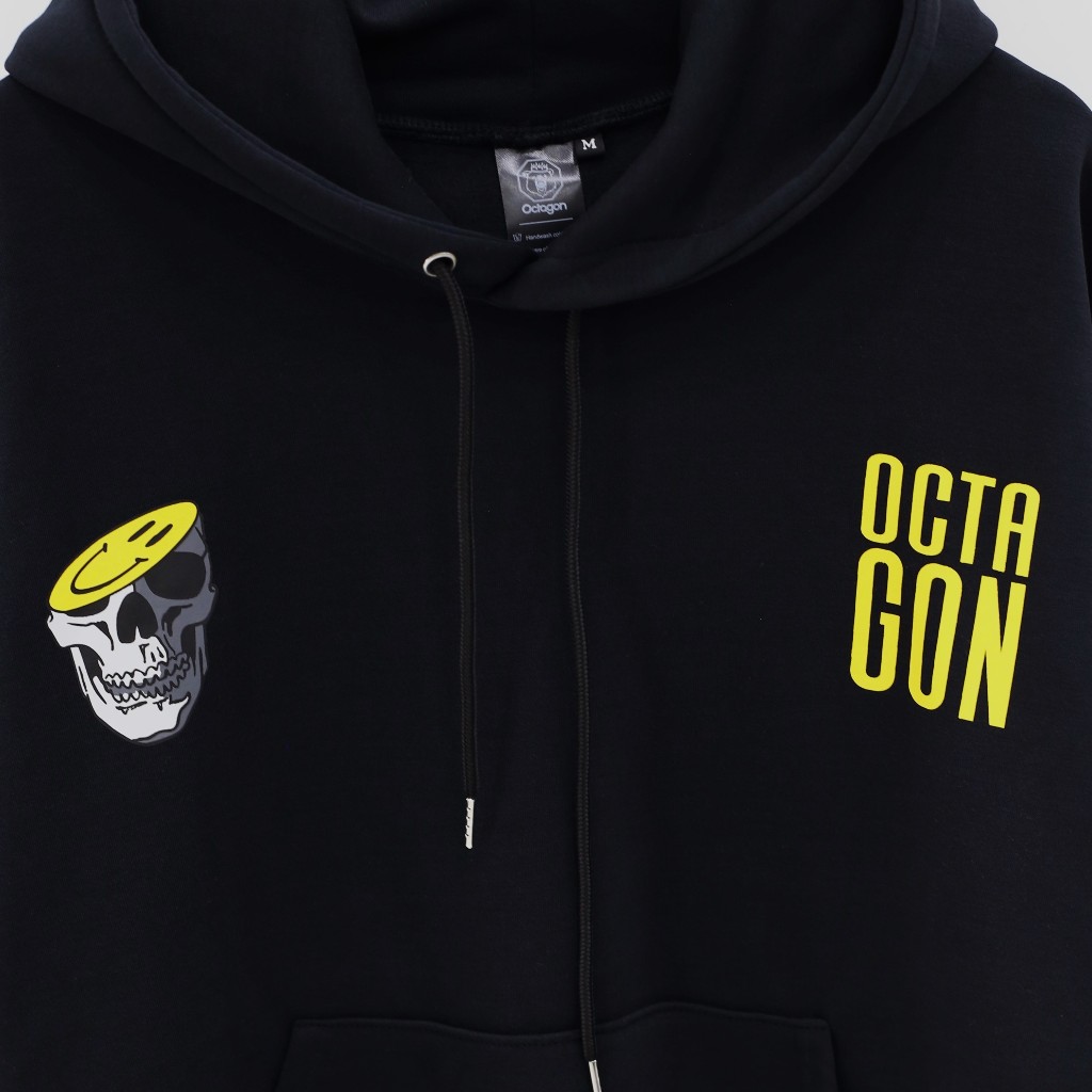 Áo Hoodie Form Rộng Happy Mind Màu Đen Chất Liệu Nỉ Bông By Octagon