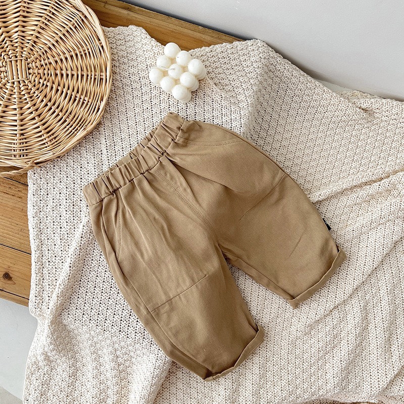 TE498- Quần dài kaki mềm mịn giả túi siêu xinh, cạp chun co giãn thoải mái cho bé trai bé gái từ 8-17kg