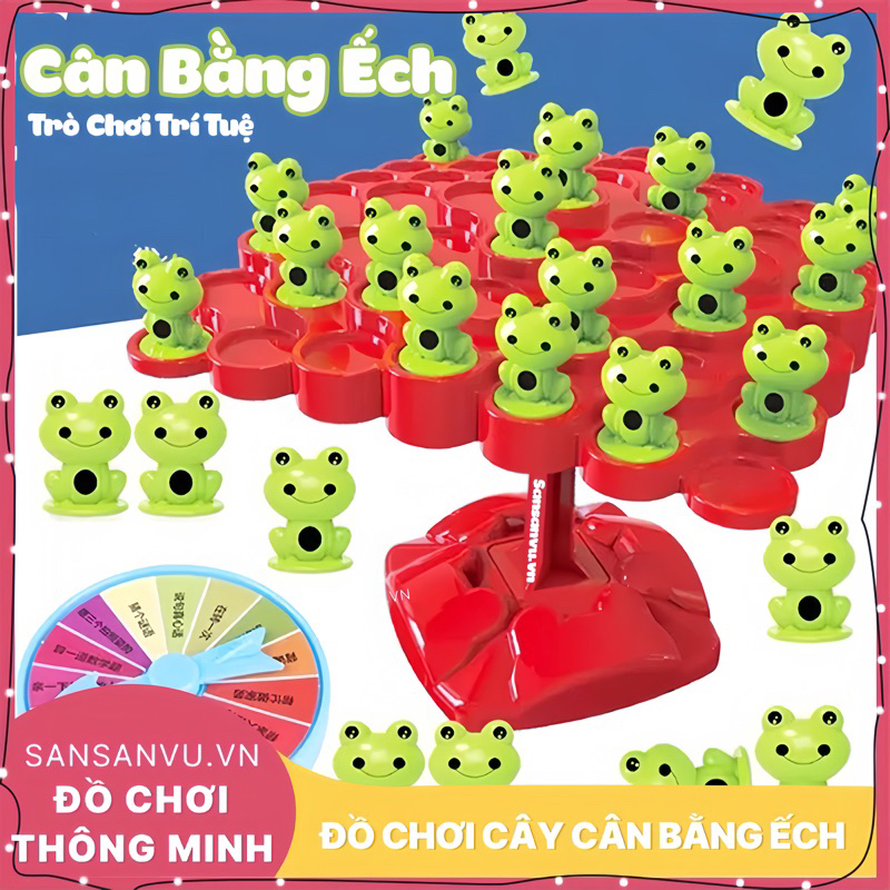 Cây cân bằng ếch Sansanvu, đồ chơi ếch thăng bằng để bàn cho trẻ em