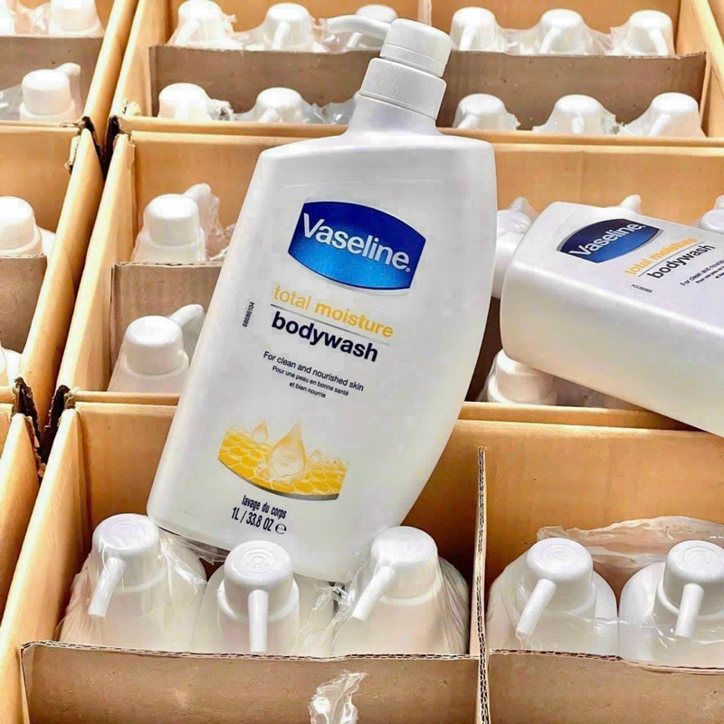 Sữa Tắm Dưỡng Ẩm Trắng Da Vaseline 1L Total Moisture Body Wash Làm Sạch Dưỡng Ẩm Sâu Giúp Da Mịn Màng Trắng Sáng