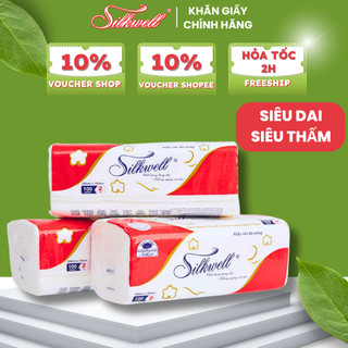 Combo 8 gói Giấy lau đa năng lau tay lau bếp Silkwell siêu dai lau sạch dầu mỡ hàng chính hãng