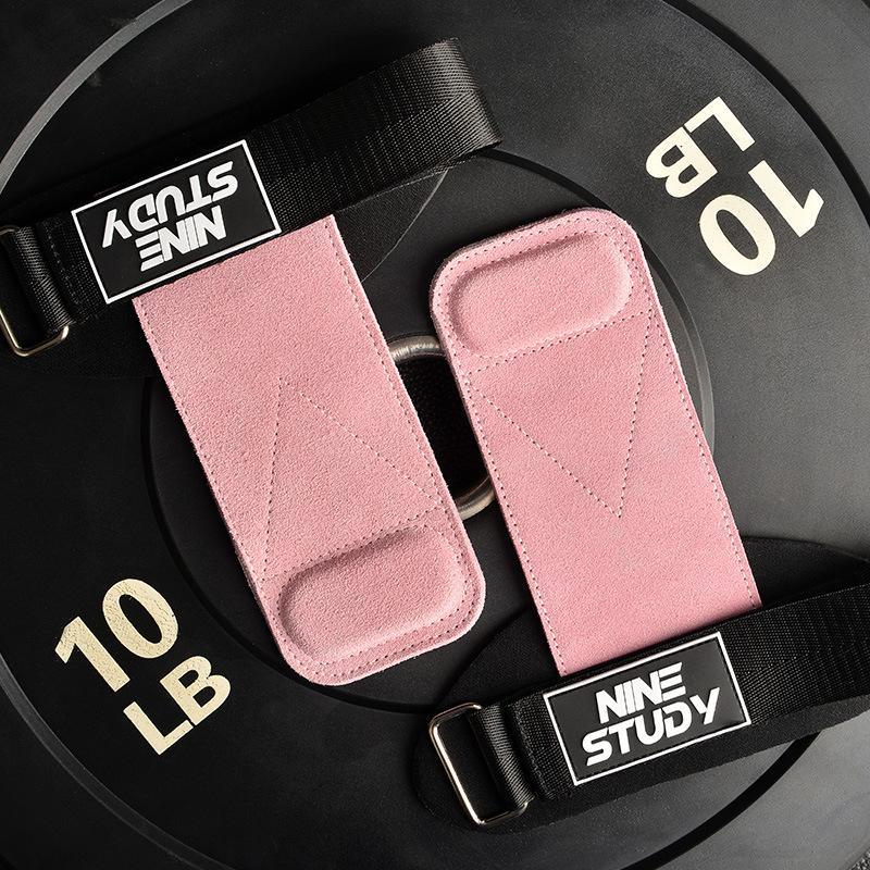Găng tay da bò deadlift Nine Study Chính hãng hở ngón tập gym bao tay lifting straps