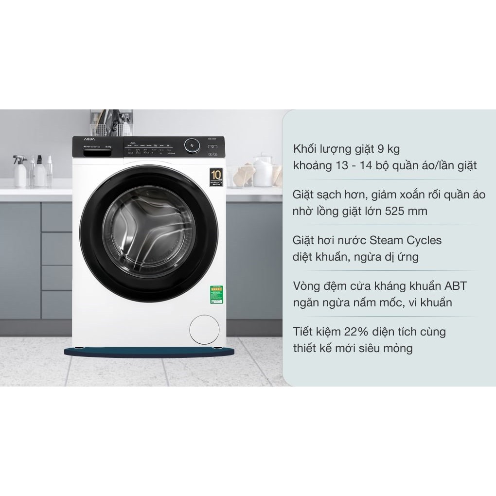 Máy giặt Aqua Inverter 9 KG AQD-A900F W đời 2021