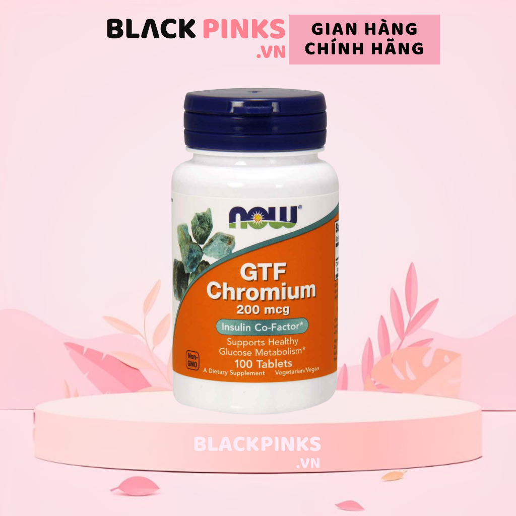 Viên uống hỗ trợ đường huyết Now GTF Chromium 200 mcg 100 viên