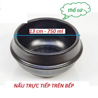 Bộ nồi / thố đất cơm trộn mỳ cay Hàn Quốc Donghwa, size miệng thố 13.5 cm - 750 ml, có đế / không đế