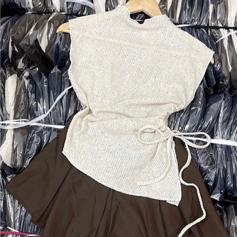 Áo crotop len tăm,Áo crotop vạt chéo , Áo Cộc Tay Vạt Chéo thun gân dày dặn phong cách hàn quốc