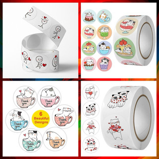 Jul58-tem giấy" thank you" hình thú siêu đáng yêu dán hộp bánh 500c, 2.5cm