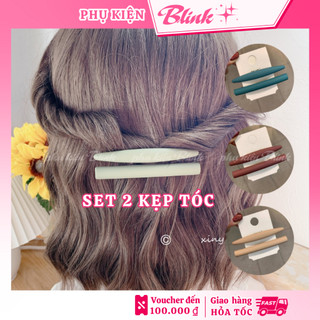 Kẹp tóc nửa đầu 1 ĐÔI Hàn Quốc bấm ngang cao cấp hot trend xinh đẹp, dễ thương - Blink Store