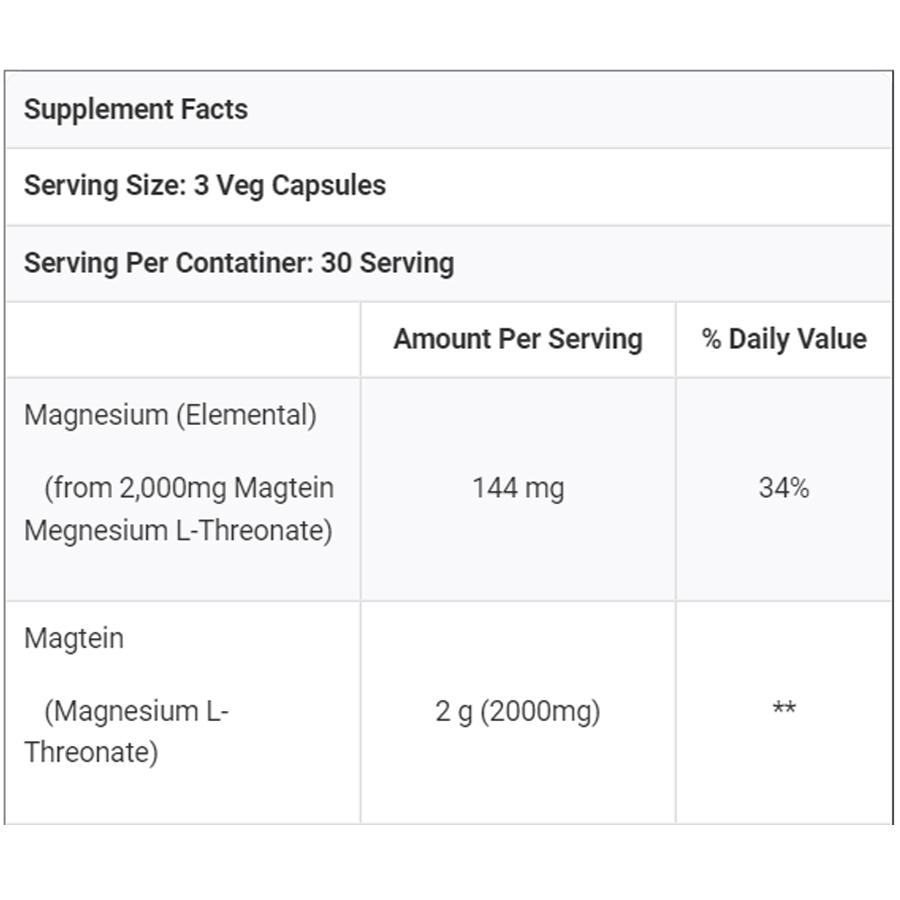 Viên uống bổ sung Magie NOW Magtein | Magnesium L-Threonate, 90 Veg Capsules hỗ trợ sức khỏe tim mạch - Shop Gym