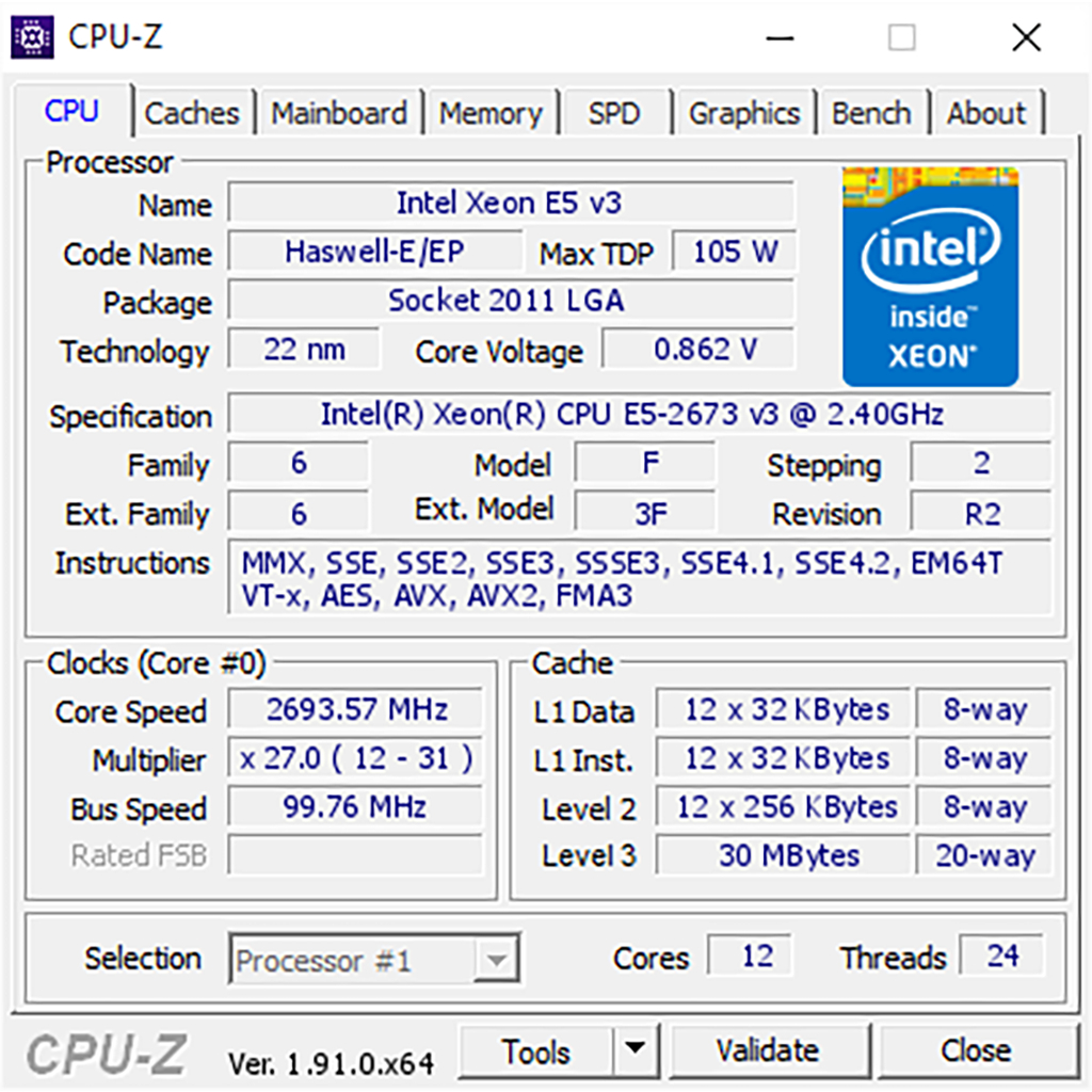 CPU E5 2673 v3 - Intel Xeon E5 2673v3 Hàng LikeNew đẹp như mới  Lắp main X99 SK2011