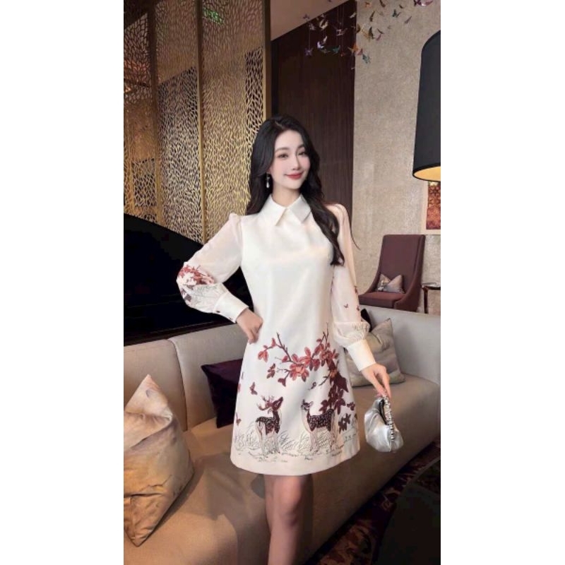 ĐẦM SUÔNG HỌA TIẾT CON HƯU