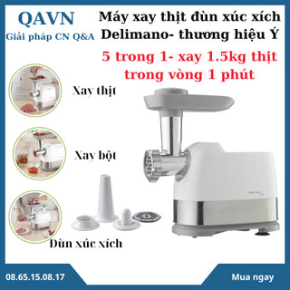Máy xay thịt đùn xúc xích delimano 5 in 1- nghiền 1.5kg thịt chỉ 1 phút - xay bột, rau củ, tỏi ớt, làm mỳ..