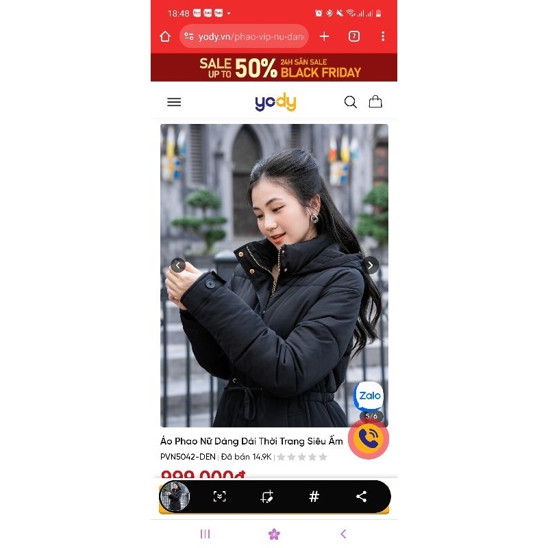 Áo Phao Nữ Dáng Dài Thời Trang Siêu Ấm _ Yody