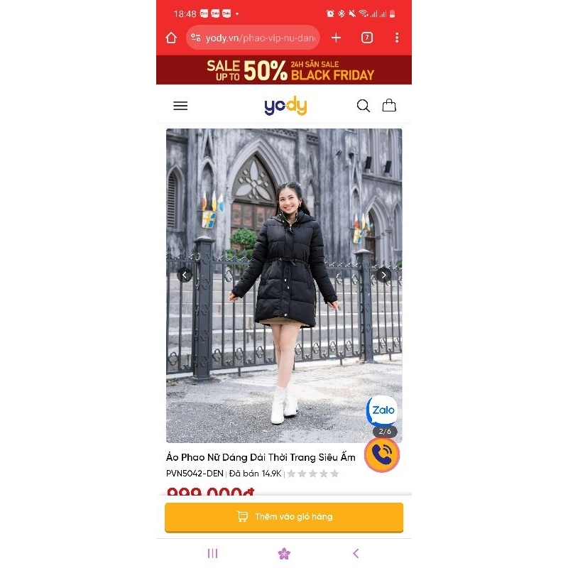 Áo Phao Nữ Dáng Dài Thời Trang Siêu Ấm _ Yody