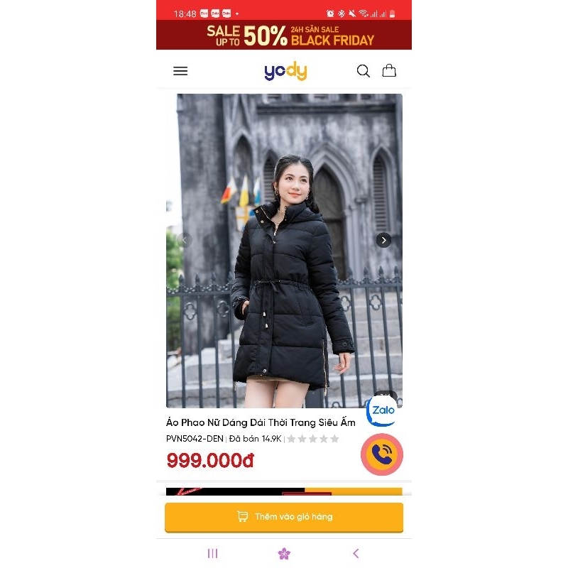 Áo Phao Nữ Dáng Dài Thời Trang Siêu Ấm _ Yody