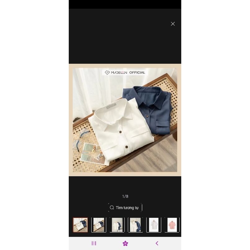 Áo sơ mi trơn ngắn tay_ Madelen