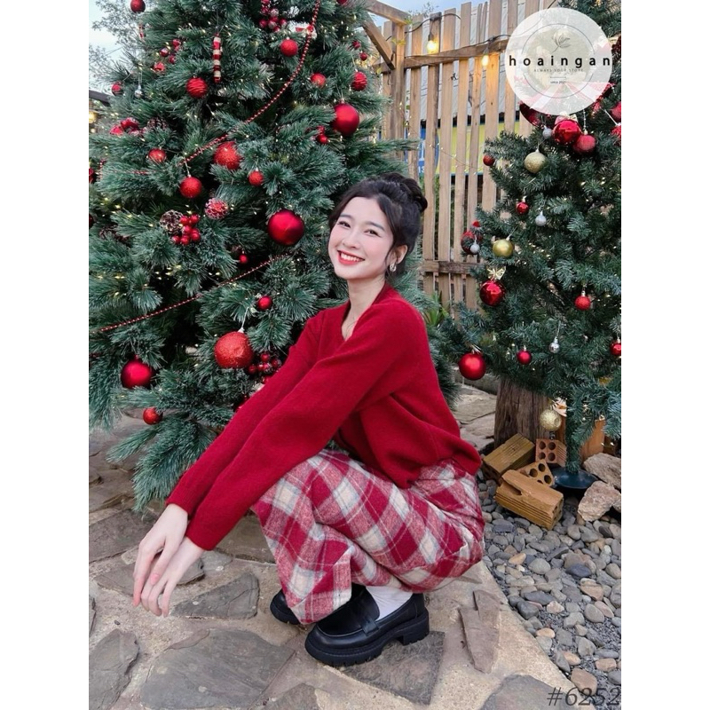 CHÂN VÁY DẠ KẺ DÁNG DÀI CẠP CAO HÀNG QCL1 MS17782