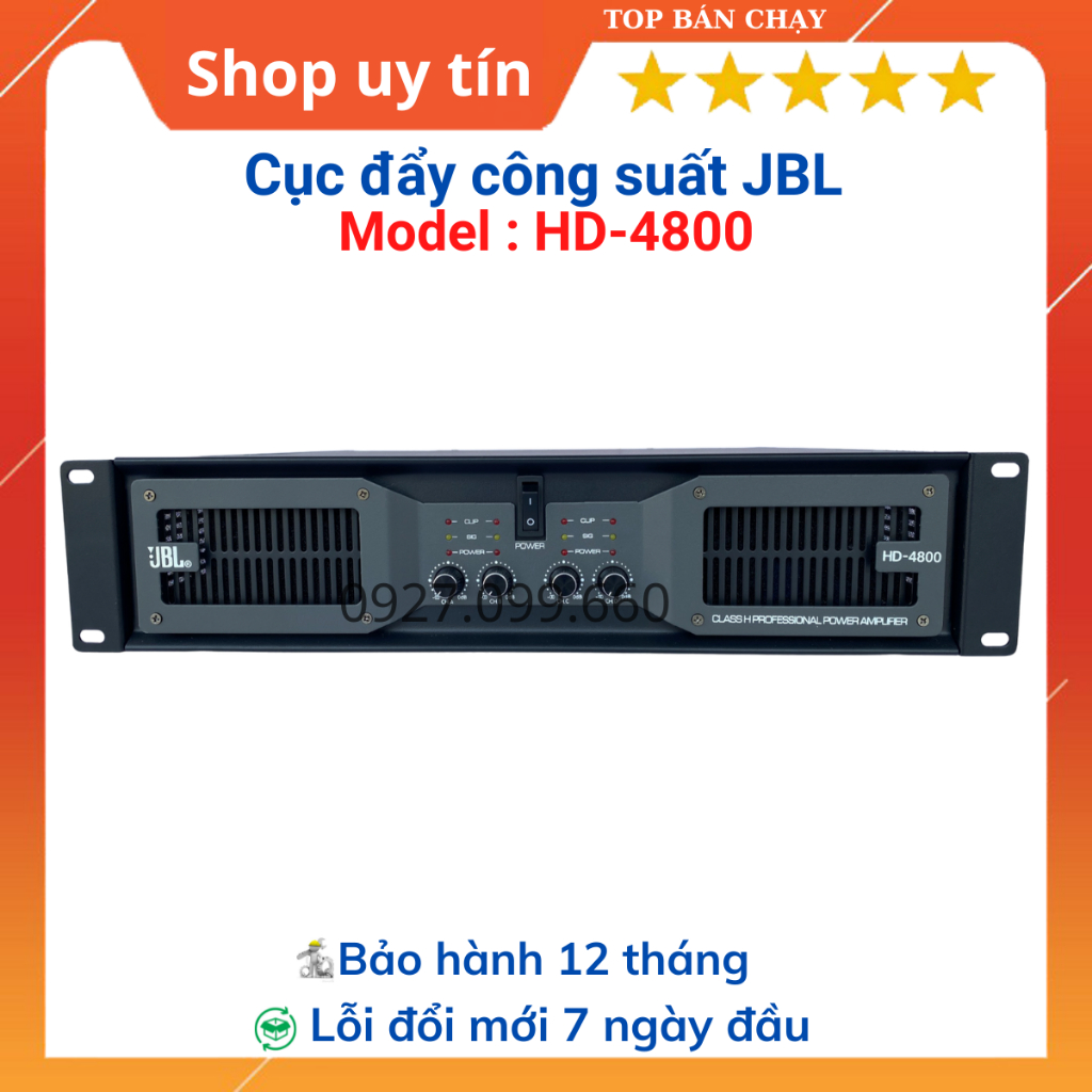 Cục đẩy 4 kênhJBL HD-4800 công suất 4x600w/8ôm,4x900w/4ôm- 40 sò dùng cho gia đình,Phòng Hát,Sự Kiện