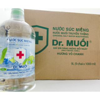 Nguyên thùng dr muối nước súc miệng hương vỏ chanh - 9 chai x 1000ml