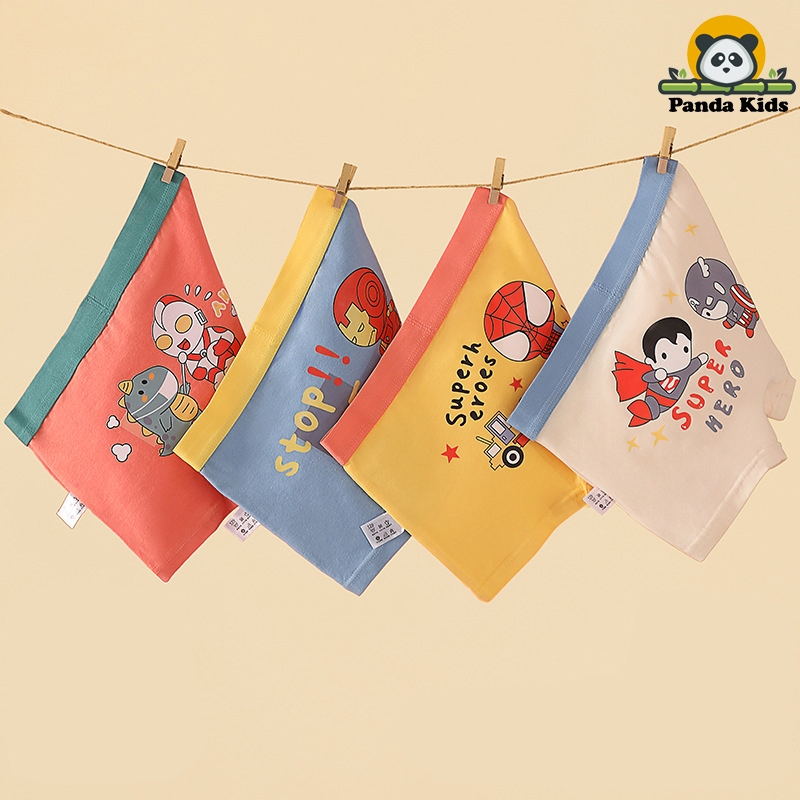 Combo 4 quần sịp đùi siêu nhân cho bé trai, quần lót cho bé trai cotton thoáng mát hình ngộ nghĩnh dễ thương