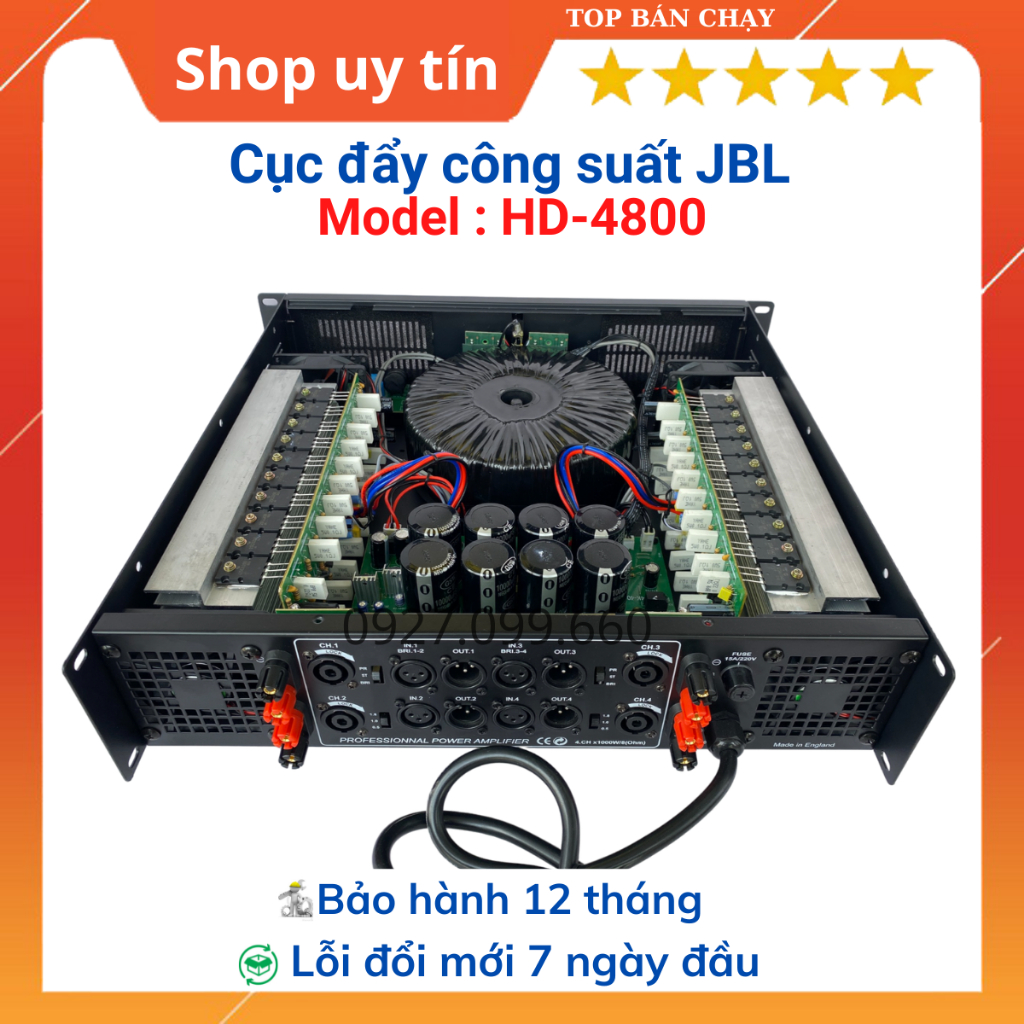 Cục đẩy 4 kênhJBL HD-4800 công suất 4x600w/8ôm,4x900w/4ôm- 40 sò dùng cho gia đình,Phòng Hát,Sự Kiện