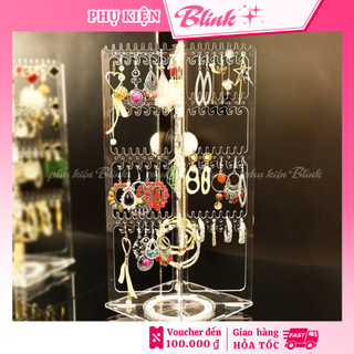 Giá treo trang sức phụ kiện xoay 360 độ 4 cánh đựng dây chuyền bông tai tiện lợi sang trọng - Blink Store