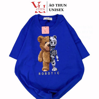 Áo Thun PHÔNG NAM NỮ UNISEX in Decal GẤU ROBOTIC - Hình chụp thật (Đủ size M-L-XL-XXL BIGSIZE)