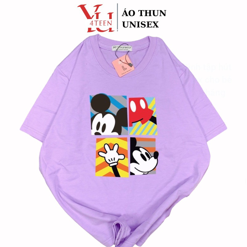 Áo Thun PHÔNG NAM NỮ Tay Ngắn UNISEX CHUỘT MICKEY - Hình chụp thật (Đủ size M-L-XL-XXL bigsize)