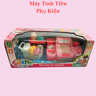 Máy tính tiền siêu thị máy tính tiền cho bé màu hồng nhiều phụ kiện cho bé chơi đồ hàng cùng bạn bè