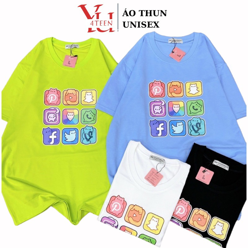 Áo Thun PHÔNG NAM NỮ Tay Ngắn UNISEX in Logo Chibi MẠNG XÃ HỘI SOCIAL - Hình chụp thật (Đủ size M-L-XL-XXL BIGSIZE)