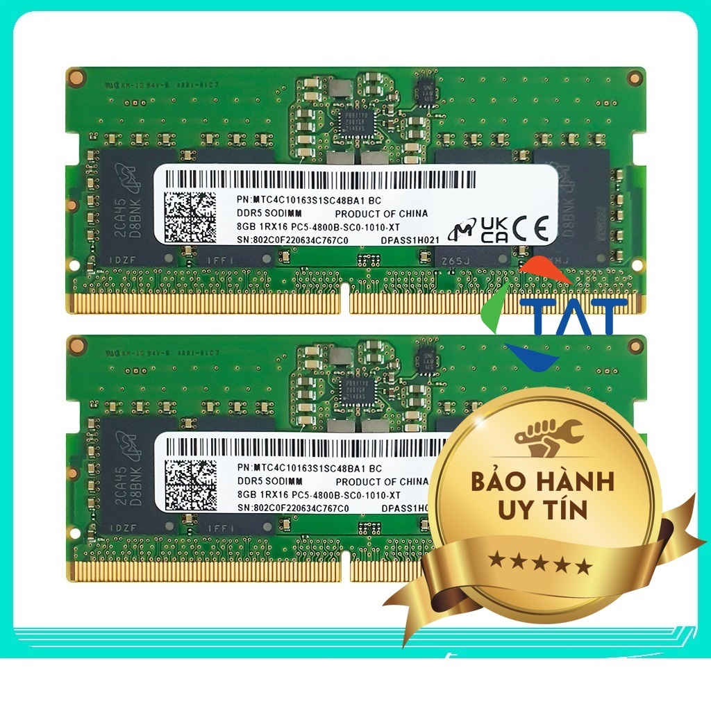 Ram Laptop 8GB DDR5 4800Mhz 5600Mhz Micron Hynix Samsung Mới - Bảo hành 3 năm 1 đổi 1