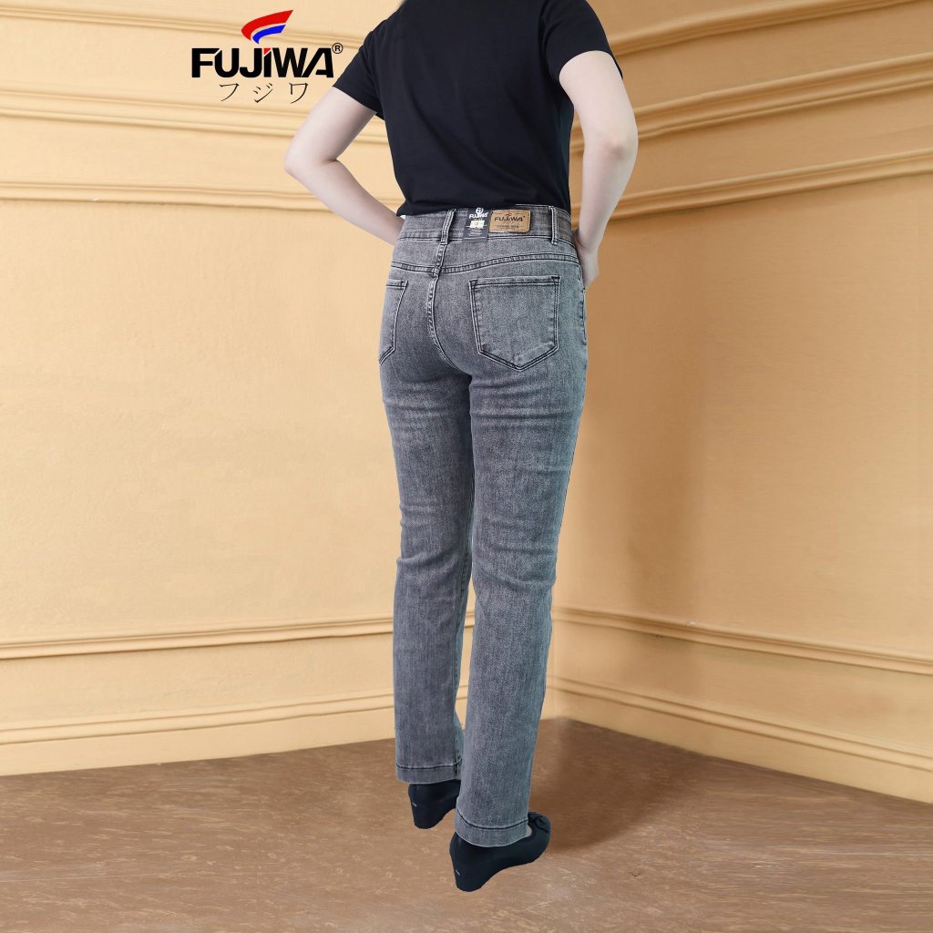 Quần Jean Nữ Lưng Cao FUJIWA - US. Ống Đứng Hơi Loe Nhẹ 2 Khuy Cài. Có Size 26, 27, 28, 29, 30, 31, 32 (42kg - 70kg)