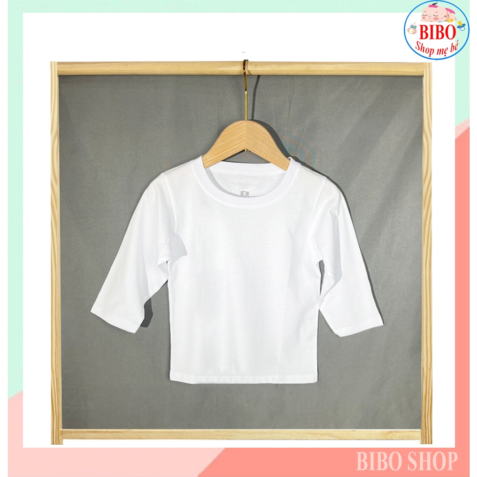 Set 5 Áo Thun Tay Dài Cho Bé Màu Trắng  Vải Cotton Mặc Nhà Mát, Vải Mềm Mịn Chất Đẹp Fany