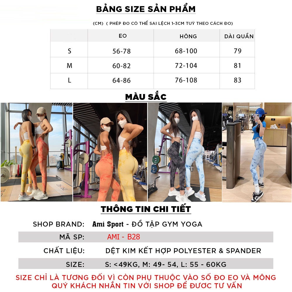 Quần tập gym nữ chun mông, quần legging thể thao nữ tôn dáng, vải co giãn thoải mái AMI-B28