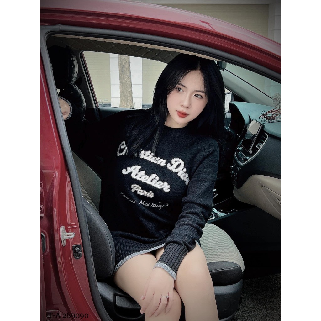 Áo Len Dior Hàng Quảng Châu Cổ Bo Tròn Cao Cấp Bản Chữ Thêu-Áo Len Nam Nữ Hàng Đẹp Hottrend