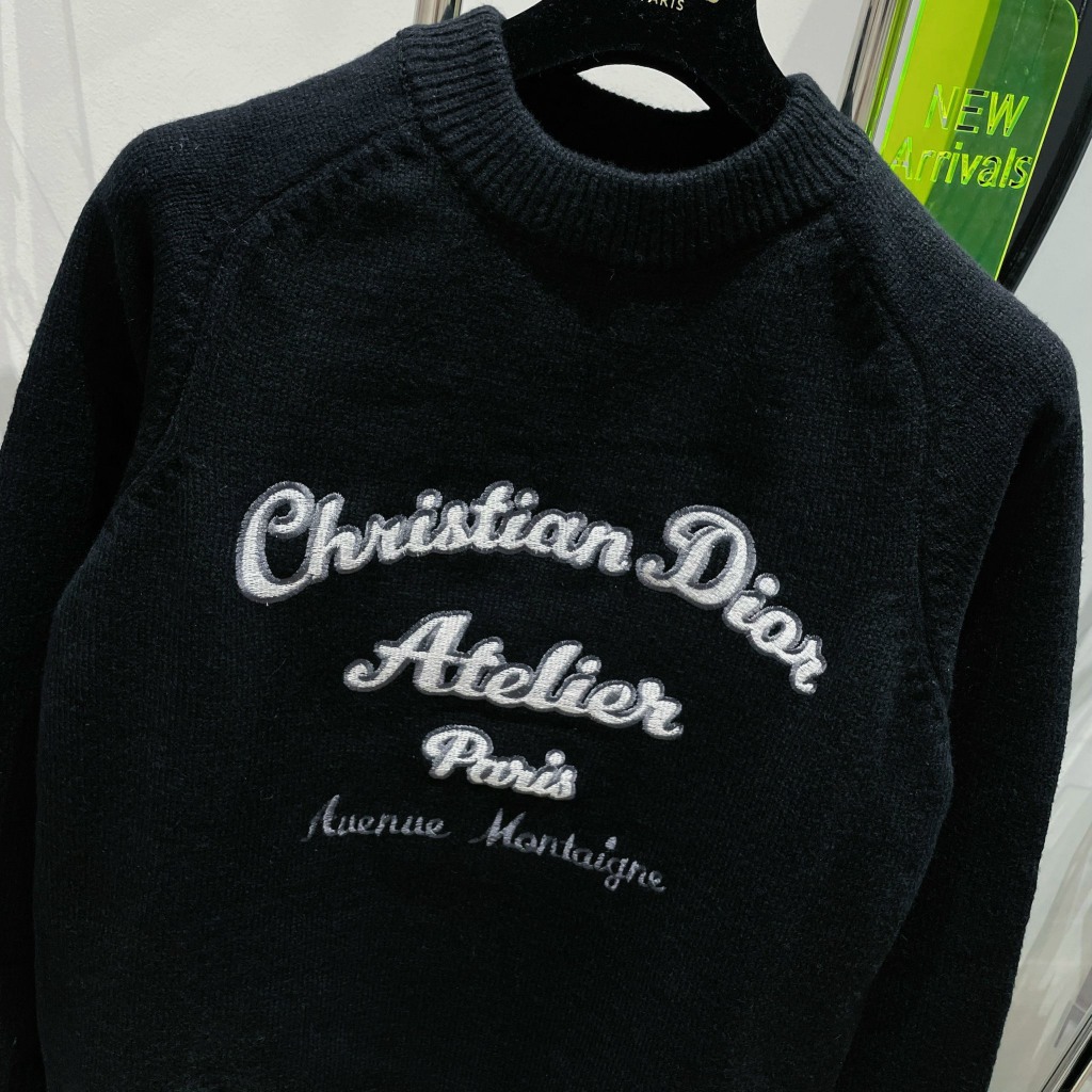 Áo Len Dior Hàng Quảng Châu Cổ Bo Tròn Cao Cấp Bản Chữ Thêu-Áo Len Nam Nữ Hàng Đẹp Hottrend