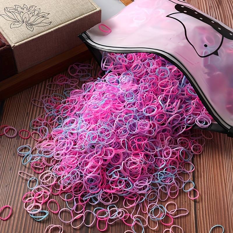 Túi Zip 1000 Sợi Dây Thun Buộc Tóc Mini Co Giãn Nhiều Màu Sắc Dành Cho Bé Gái