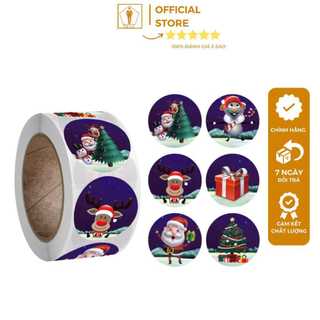 Sticker Mery Chirstmas TRAZ Cuộn sticker giáng sinh 500 cái x 2.5cm