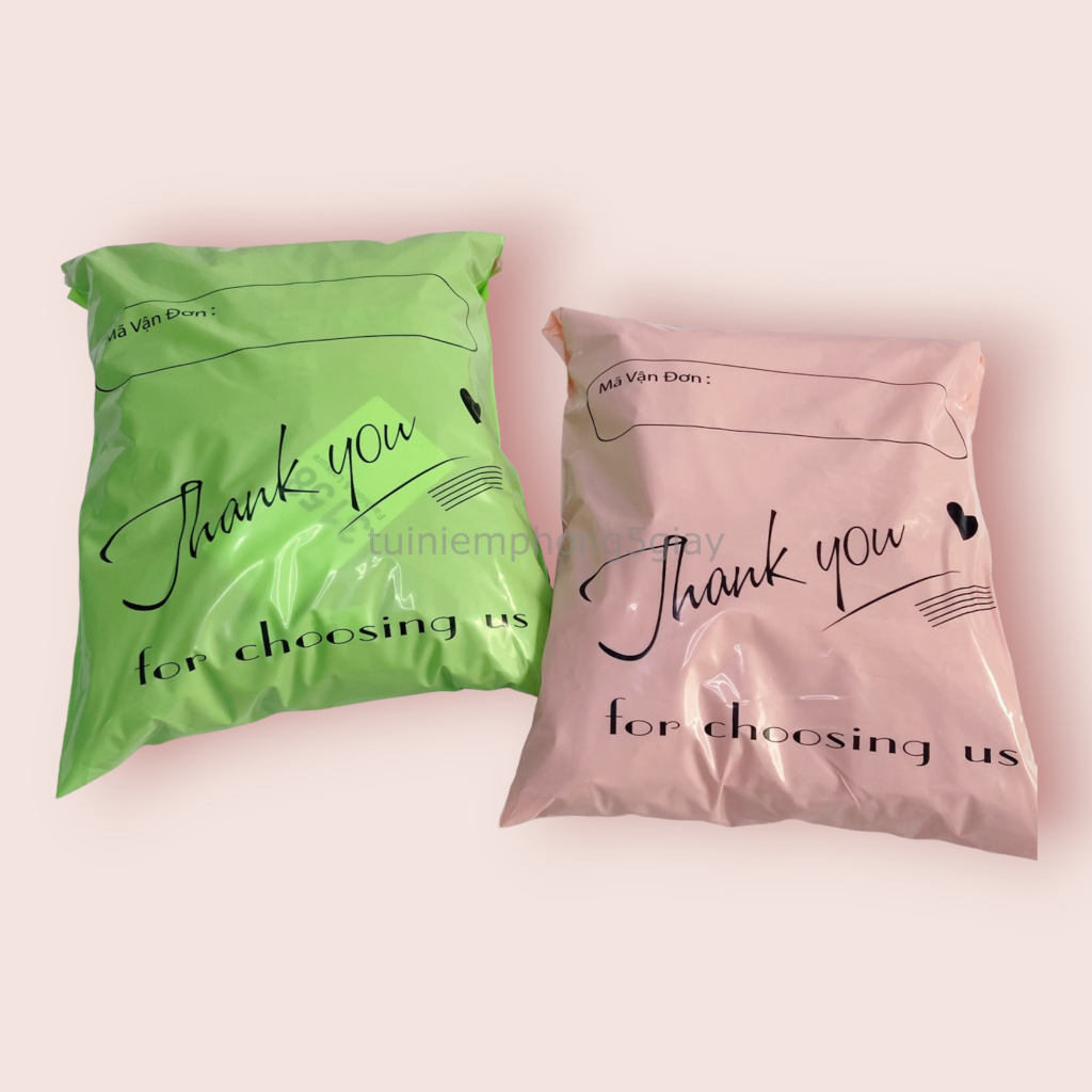 Túi gói hàng niêm phong in sẵn chữ thank you loại dày đủ màu đủ size  - 5 giây