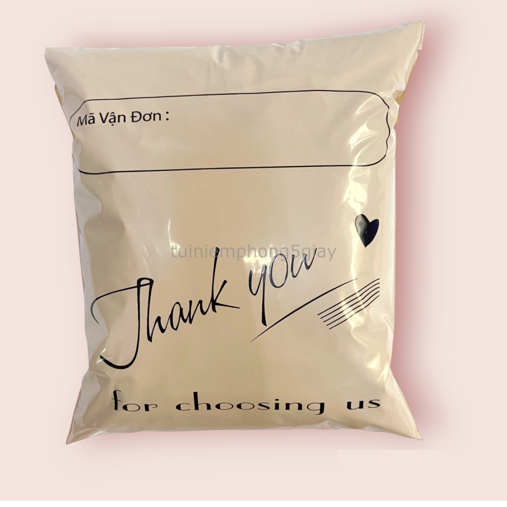 Túi gói hàng niêm phong in sẵn chữ thank you loại dày đủ màu đủ size  - 5 giây