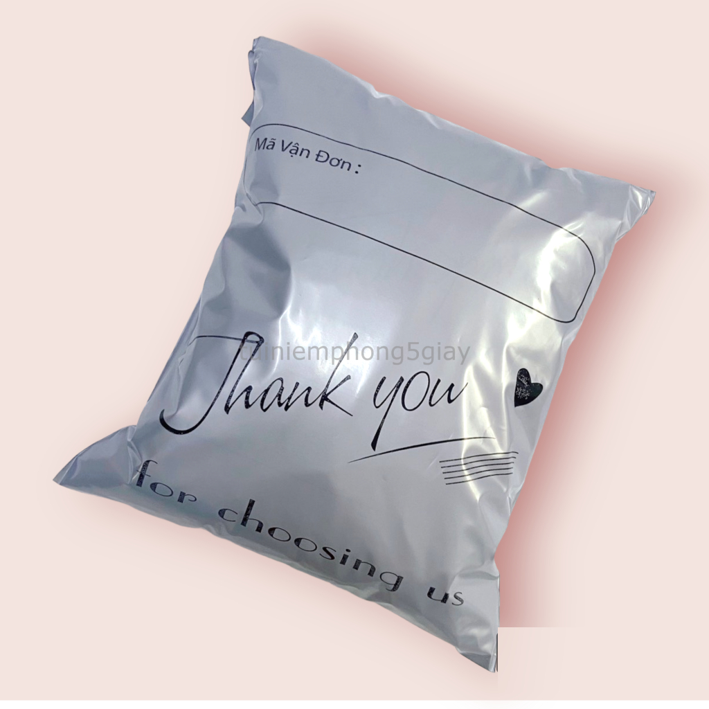 Túi gói hàng niêm phong in sẵn chữ thank you loại dày đủ màu đủ size  - 5 giây