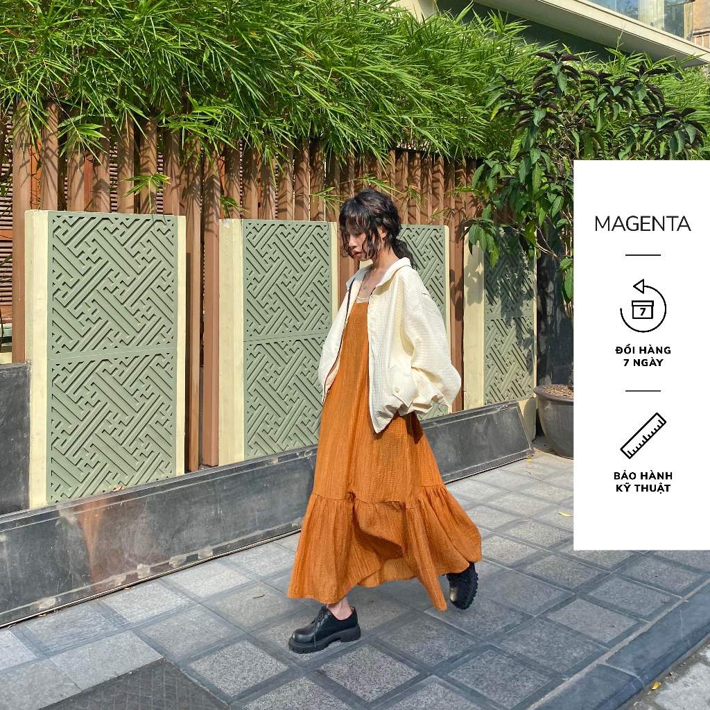 Đầm yếm hai dây Magenta Kimi  tà váy đuôi cá thoáng mát chất liệu tơ dập