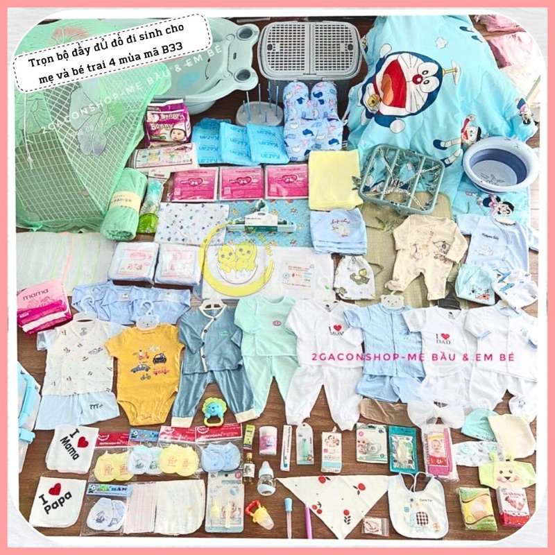 Trọn gói đi sinh đầy đủ cho mẹ và bé trai,bé gái B33 kèm quà tặng 0đ