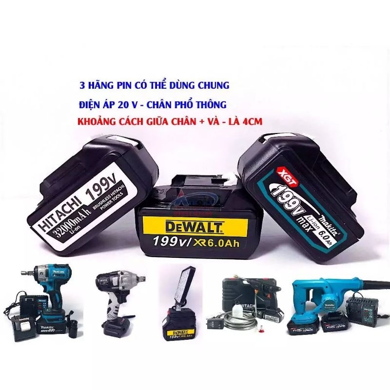 Thân máy siết bulong Hitachi 199v 199vf, động cơ không chổi than 21v, đầu 2 trong 1